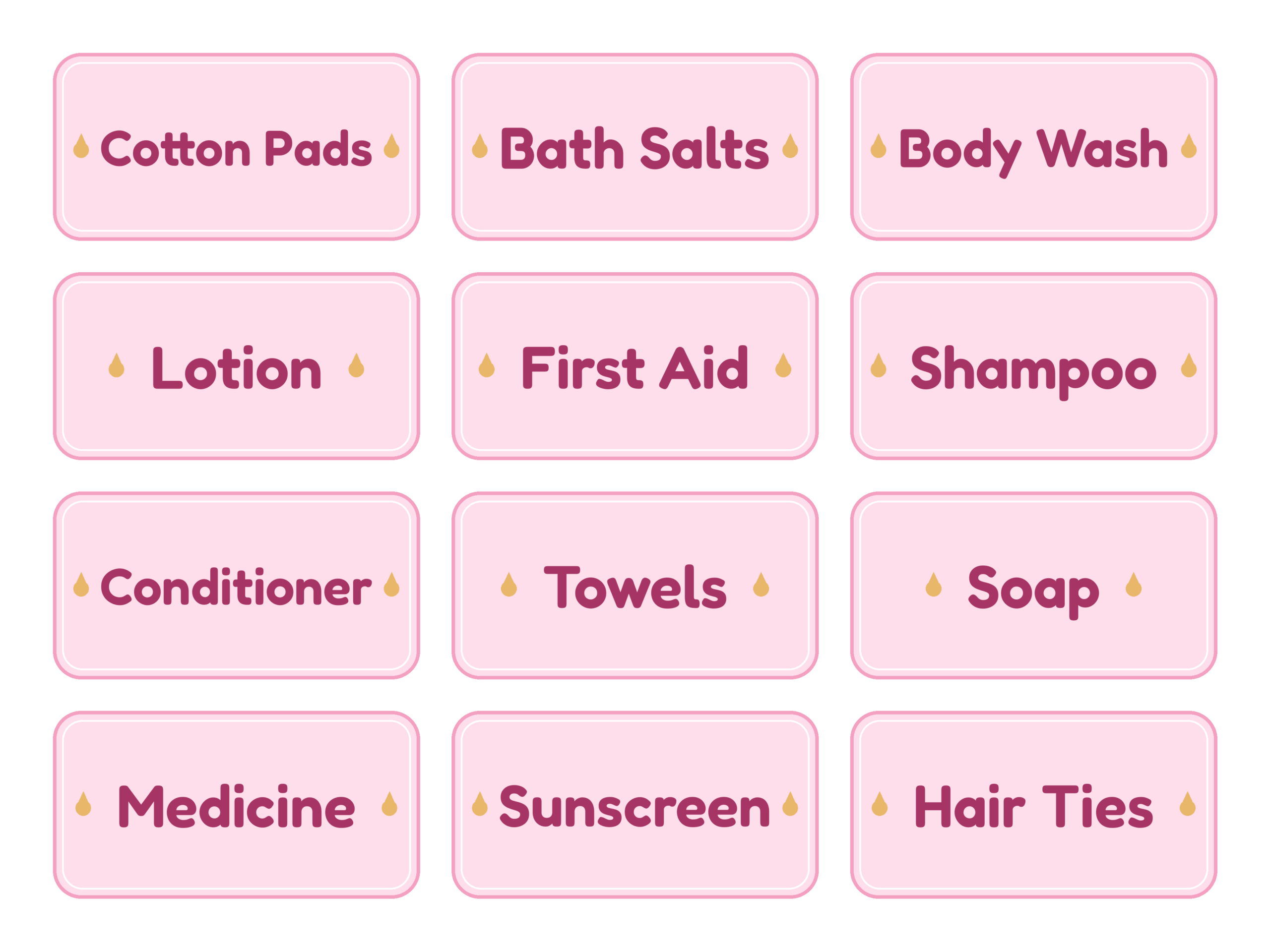 Bathroom Label Stickers sheet