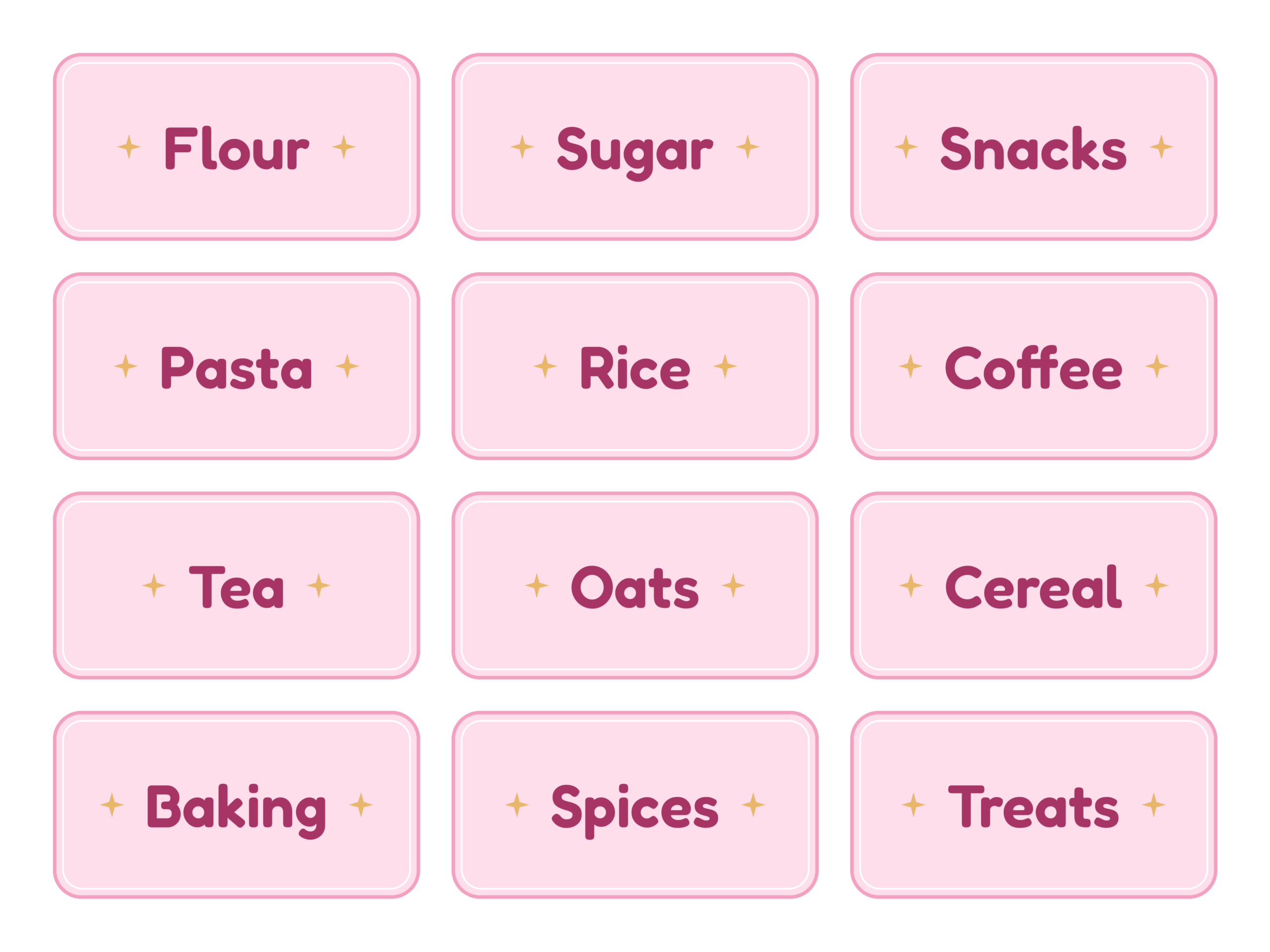 Personalized Pantry Label Stickers sheet